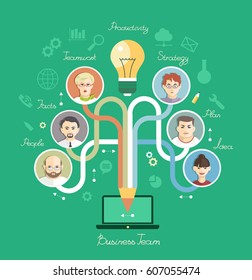 Business people group over conceptual. Partnership. Mind Mapvector collection of success, office workers and business team. Infographic background.