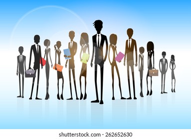 Business people group silhouette executives team cartoon vector illustration