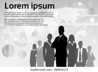 Business People Group Silhouette Executives Team with Copy Space Vector Illustration