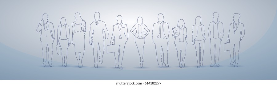 Business People Group Silhouette Executives Team Businesspeople Teamwork Concept Vector Illustration