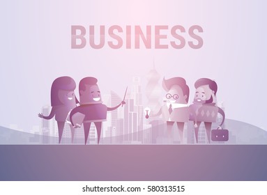 Business People Group Silhouette Meeting Speak Discussion Communication Concept Vector Illustration
