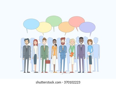 Business People Group Talking Discussing Chat Communication Social Network Vector Illustration