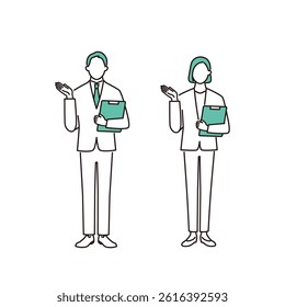 Business people guiding with a document. Proposes ideas.
