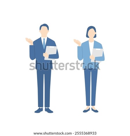 Business people guiding with a document. Proposes ideas.