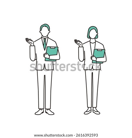 Business people guiding with a document. Proposes ideas.
