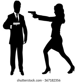 Spy Couple Silhouettes Spy Couple Over Stock Vector (Royalty Free ...