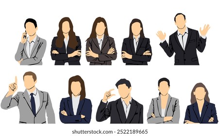 business people half isolated set collection