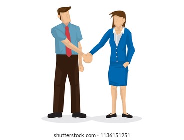 Business people hand shaking. Concept of negotiating business, cooperation, collaboration, teamwork, communication or partnership. Isolated vector illustration 