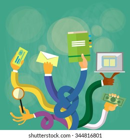 Business People Hands Concept Flat Vector Illustration
