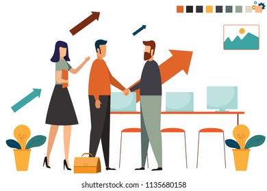 Business people hands shake for corporate to partner, partnership concept, agreement of parties. business concept character vector illustration.