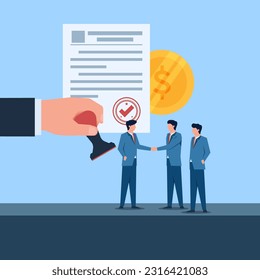 Business people handshake for obligation. Business flat vector concept illustration.