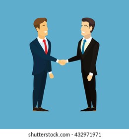 Business people handshake. Shaking hands happy standing negotiating. Businessman making handshake cooperation concept.  Vector