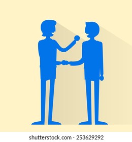 Business people handshake silhouette, businessmen hand shake flat icon vector illustration