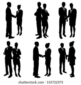 business people handshake silhouettes collection 