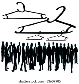 Business people and hat stand