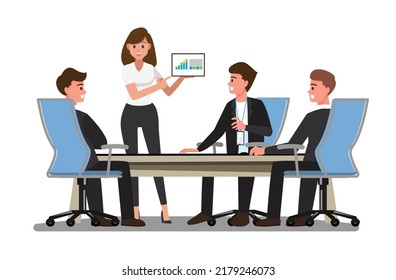 Business People Having Board Meeting,Vector illustration cartoon character.