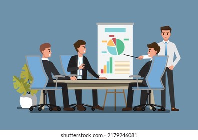 Business People Having Board Meeting,Vector illustration cartoon character.