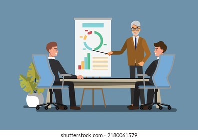 Business People Having Board Meeting,Vector illustration cartoon character.