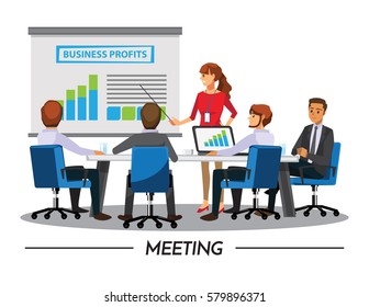 Business People Having Board Meeting,Vector illustration cartoon character