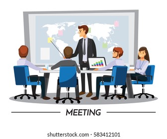 Business People Having Board Meeting,Vector illustration cartoon character