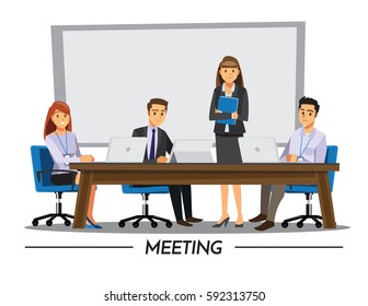 Business People Having Board Meeting,Vector illustration cartoon character