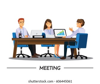 Business People Having Board Meeting,Vector illustration cartoon character.