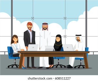 Business People Having Board Meeting,Vector illustration cartoon character