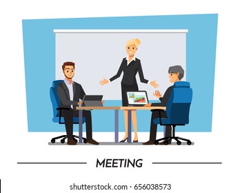 Business People Having Board Meetingvector Illustration Stock Vector ...