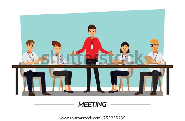 Business People Having Board Meetingvector Illustration Stock Vector ...