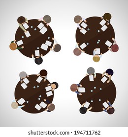 Business People Having Meeting - Isolated On Gray Background - Vector Illustration, Graphic Design Editable For Your Design