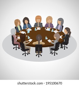 Business People Having Meeting - Isolated On Gray Background - Vector Illustration, Graphic Design Editable For Your Design