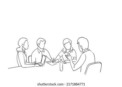 Business People Having Meeting,Vector illustration hand drawn character.