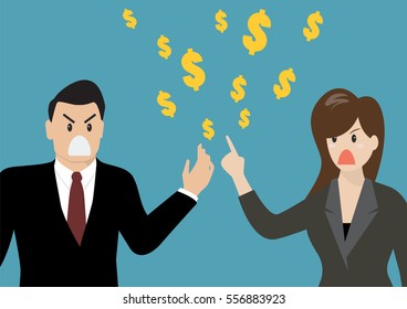 Business people having a quarrel about money. vector illustration