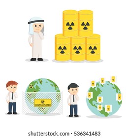 business people and hazardous waste set