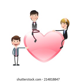 Business people with heart over white. Vector design. 