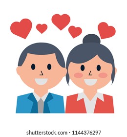 business people with hearts icon