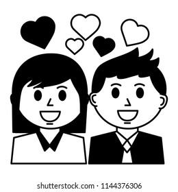 business people with hearts icon