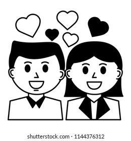 business people with hearts icon