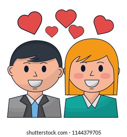 business people with hearts icon