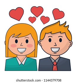 business people with hearts icon