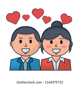 business people with hearts icon