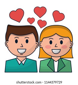 business people with hearts icon