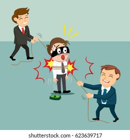 Business people help to catch robber, vector illustration cartoon