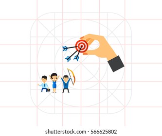 Business People Hit Target Together Icon