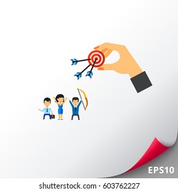 Business People Hit Target Together Icon