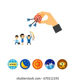 Business People Hit Target Together Icon