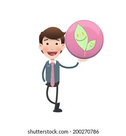 Business people holding button web over white background. Vector design.