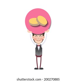 Business people holding button web over white background. Vector design.