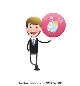 Business people holding button web over white background. Vector design.