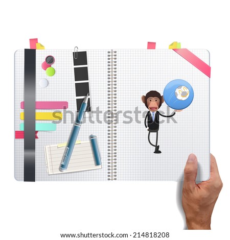 Business people holding button web printed on book. vector design